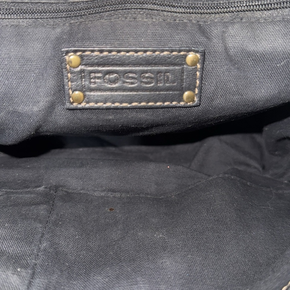 Fossil Black Leather Messenger Shoulder Bag - Picture 15 of 16